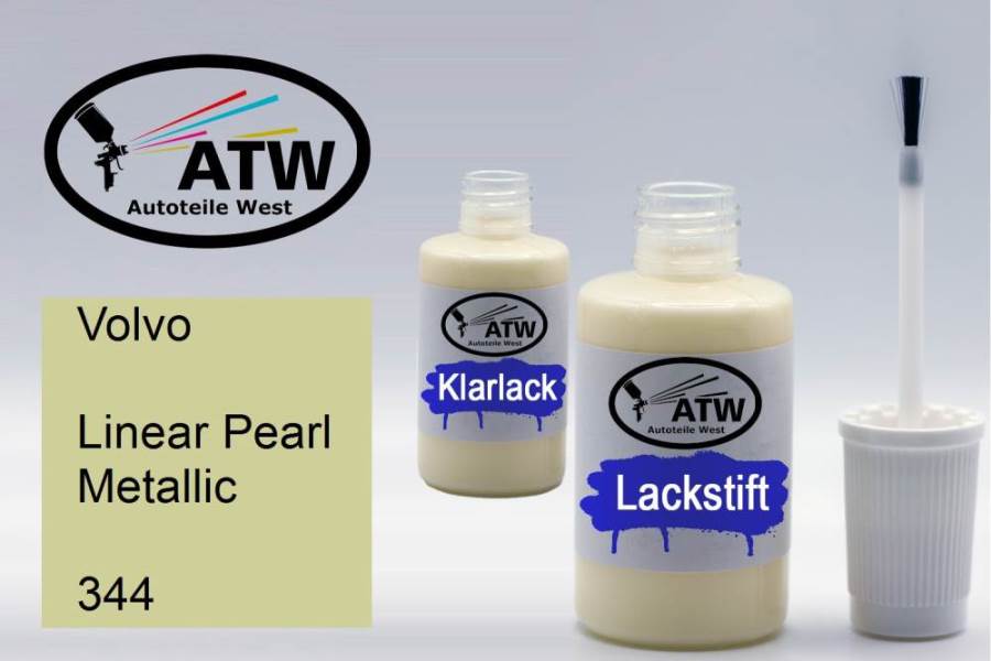 Volvo, Linear Pearl Metallic, 344: 20ml Lackstift + 20ml Klarlack - Set, von ATW Autoteile West.